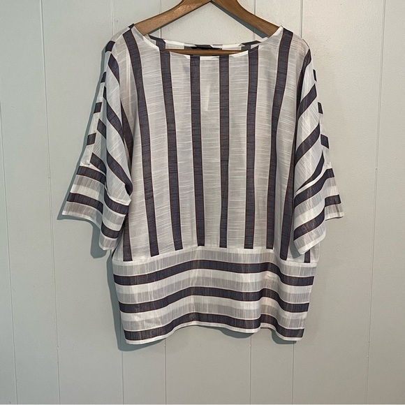 Banana Republic Blouse Striped Lightweight Sheer Oversized Pullover … - Picture 6 of 13